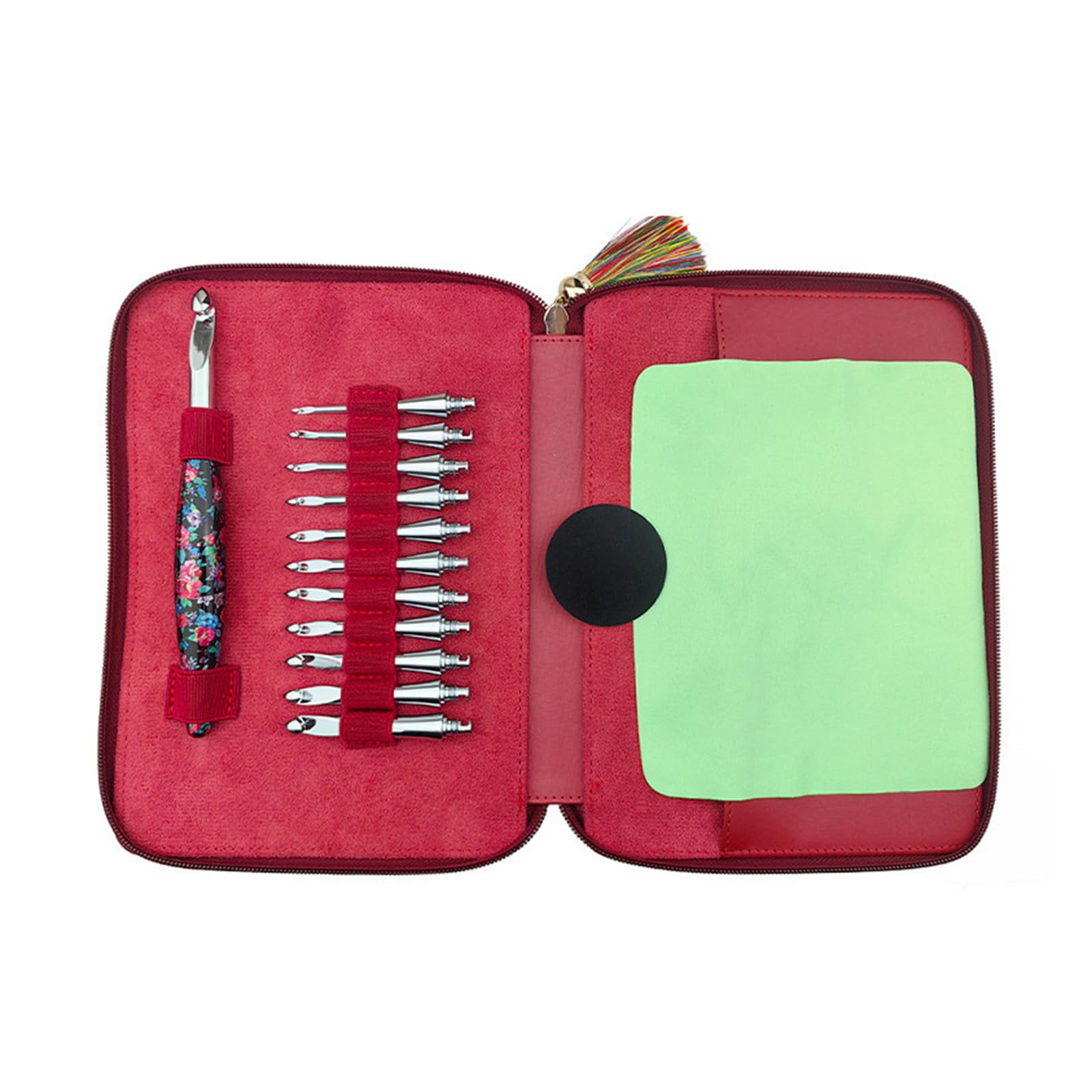 Interchangeable Aluminum Crochet Hook with 12 Replaceable Tip 3.0mm-9.0mm Ergonomic Crochet Hook Knitting Needle Tool Set