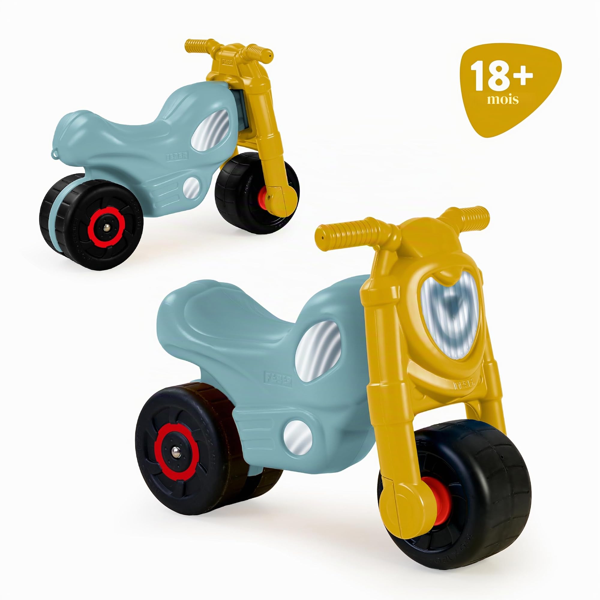 FEBER - Motofeber Casual, Porteur en Forme de Moto avec Un Design Qui Inspire Relaxation, Stable et sûr, conçu pour Le développement des Enfants de 18 Mois à 3 Ans, Famosa (FED30000)