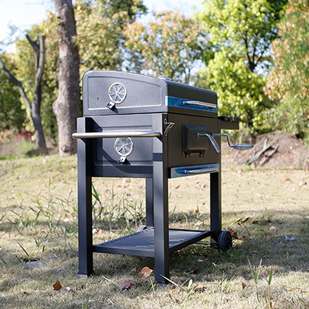FP-TECH Grill BBQ a Carbonella 115x66x106 cm con Ripiano Regolabile