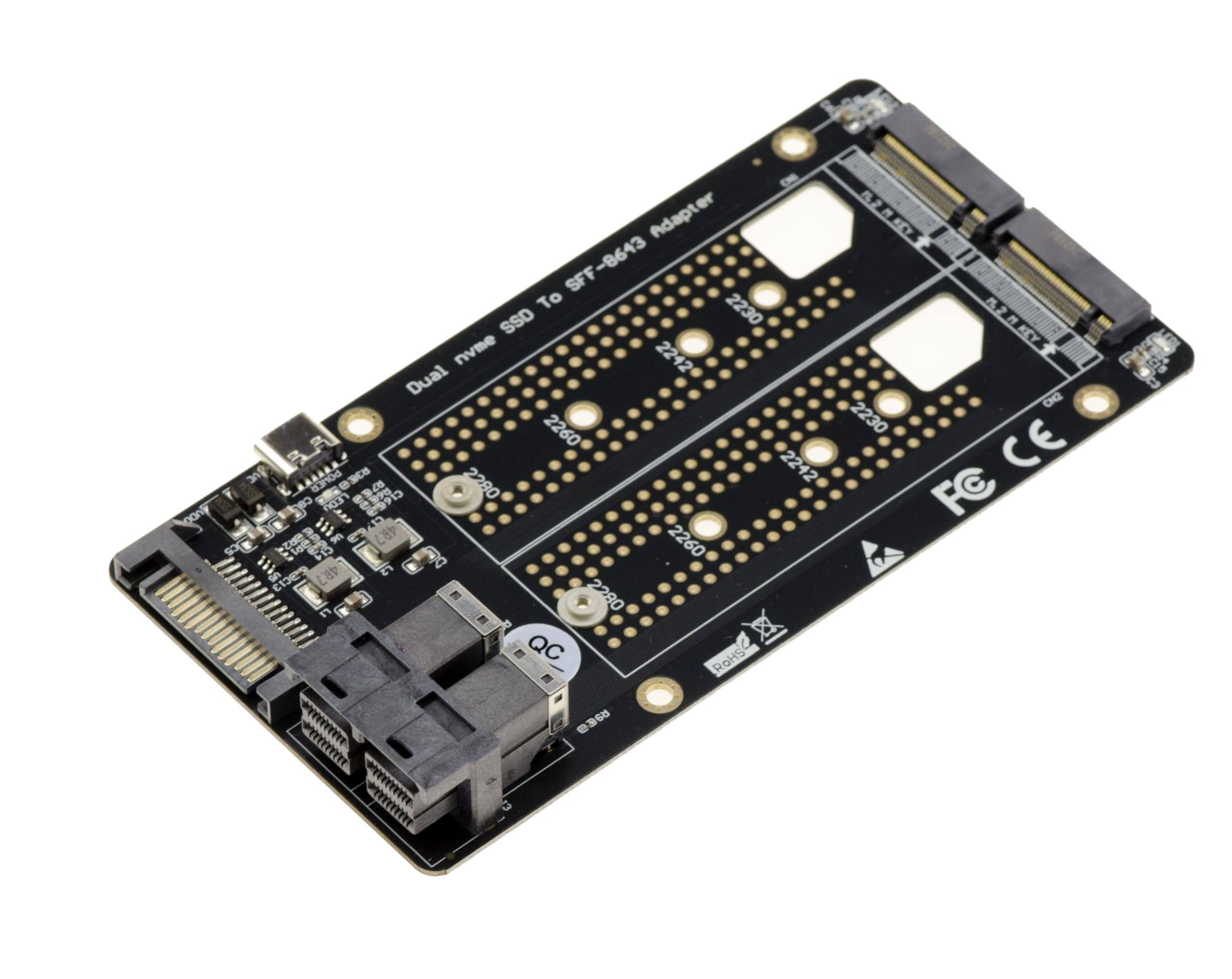 KALEA-INFORMATIQUE Adapter for 2 SSD M2 PCIe NVMe M Key to SFF8643 U.2 to Mount Two M2 SSD on Two U2 Ports