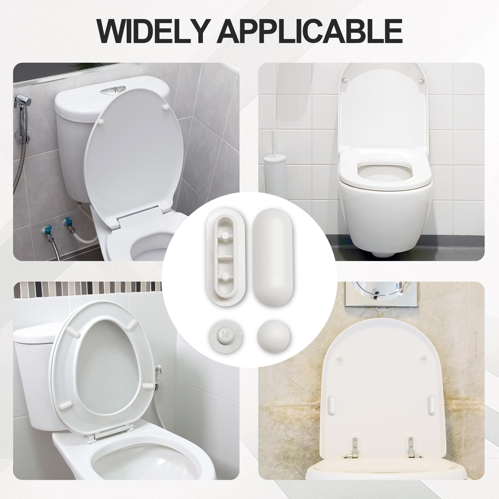 Kit Completo 12 Pezzi per Sedile WC - Paracolpi, Fissaggi e Gommini Universali per Tavoletta Water - Compatibile con Tutti i Modelli Standard (Bianco)