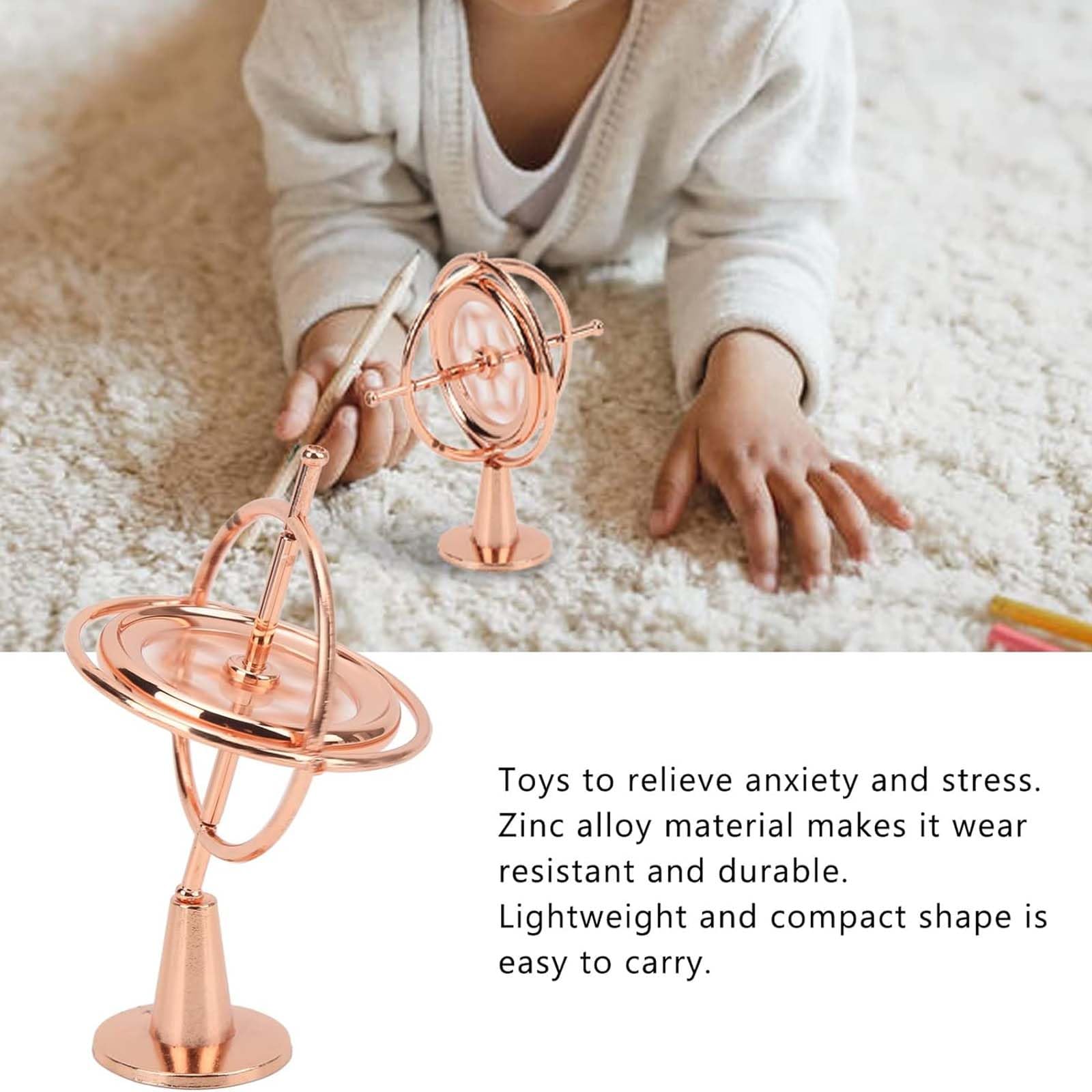 Gyroscope, Premium Metal Stress Relief Gyroscope Toy, Floating Physics Toy for Adults and Kids, Desktop Gyroscopes in Rose Gold — Amazon image 6