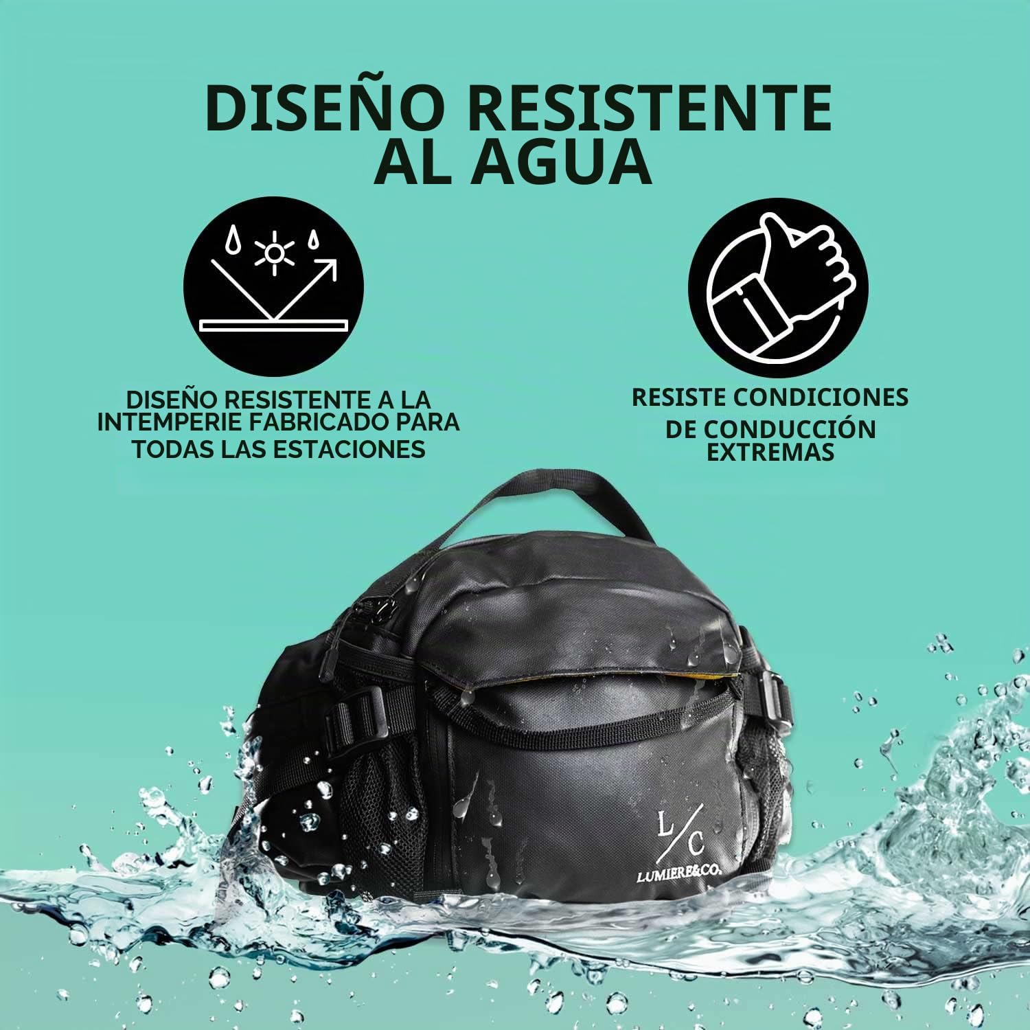 Lumiere & Co. Riñonera MTB Resistente al Agua para Bicicleta de Montaña, Bolso para la Cintura Resistente para Montar en Bici, Riñonera versátil
