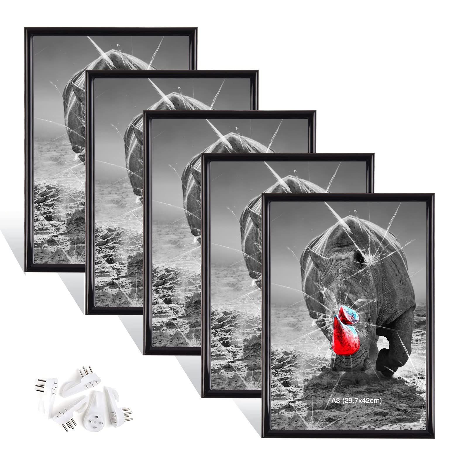Dmyifan 5er Bilderrahmen Set Fotorahmen, Plexi-Glas Portraitrahmen Mit Nahtloser Haken, Wohnzimmer zum Stellen und Hängen