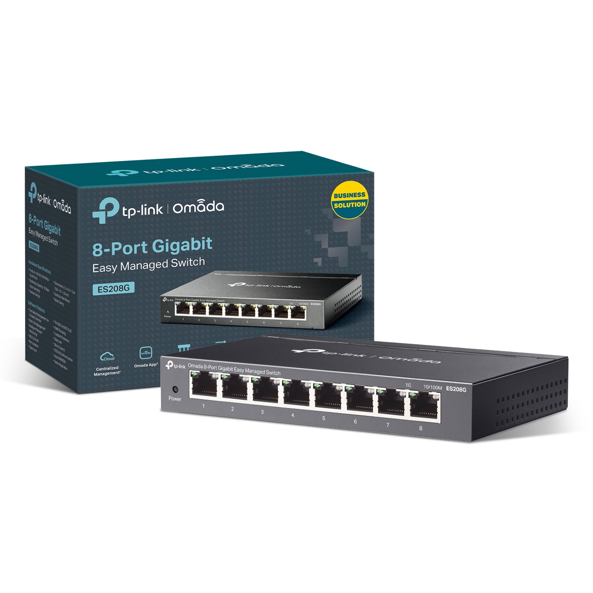 8-Port tp-link Omada ES208G Easy Managed Switch, 8 x 10/100/1000 Mbps RJ45 Ports
