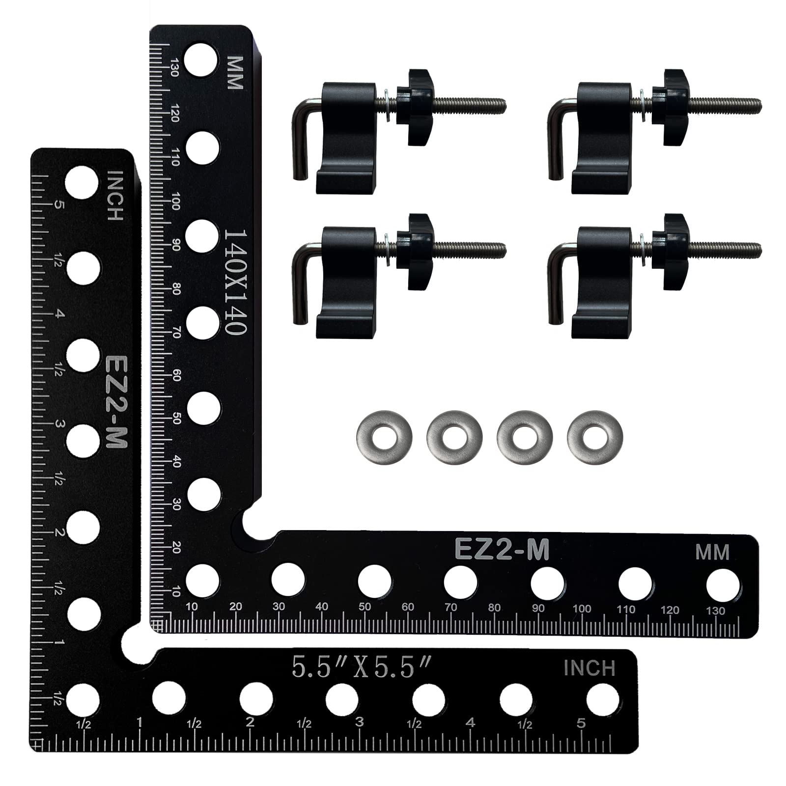 Clamping Squares For Woodworking 90 Degree Clamp Right Angle Clamp 5.5"X5.5" (140mmX139mm) Aluminum Alloy Black 2PCS