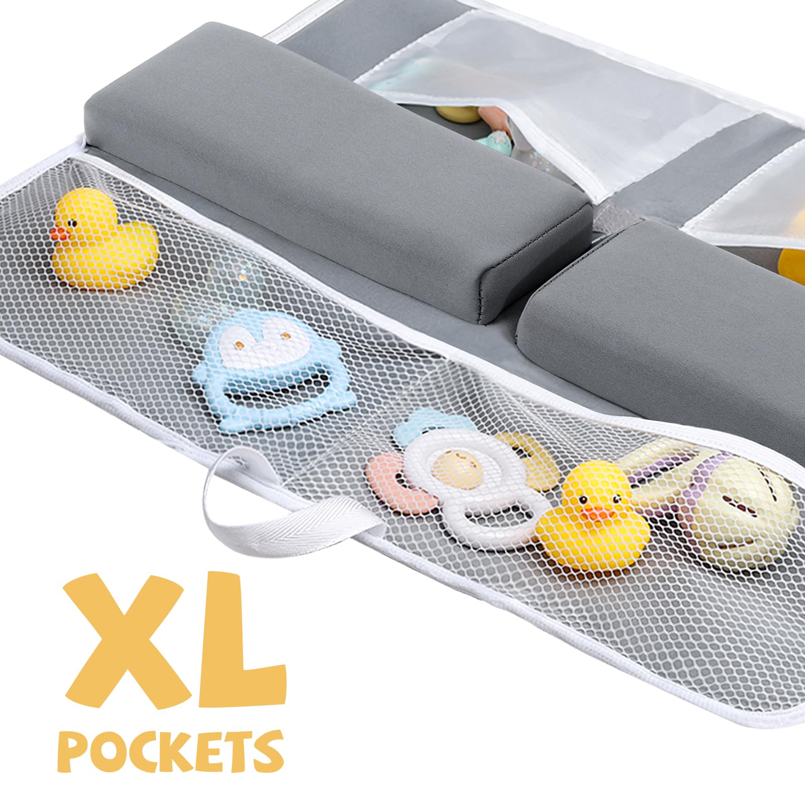 Baby-Badewannen-Knie- und Ellenbogenstütze, schnell trocknend, dick, weich, rutschfest, Baby-Badewannenmatte zum Babybaden, Baby-Zubehör-Organizer, Geschenke für Eltern, Grau