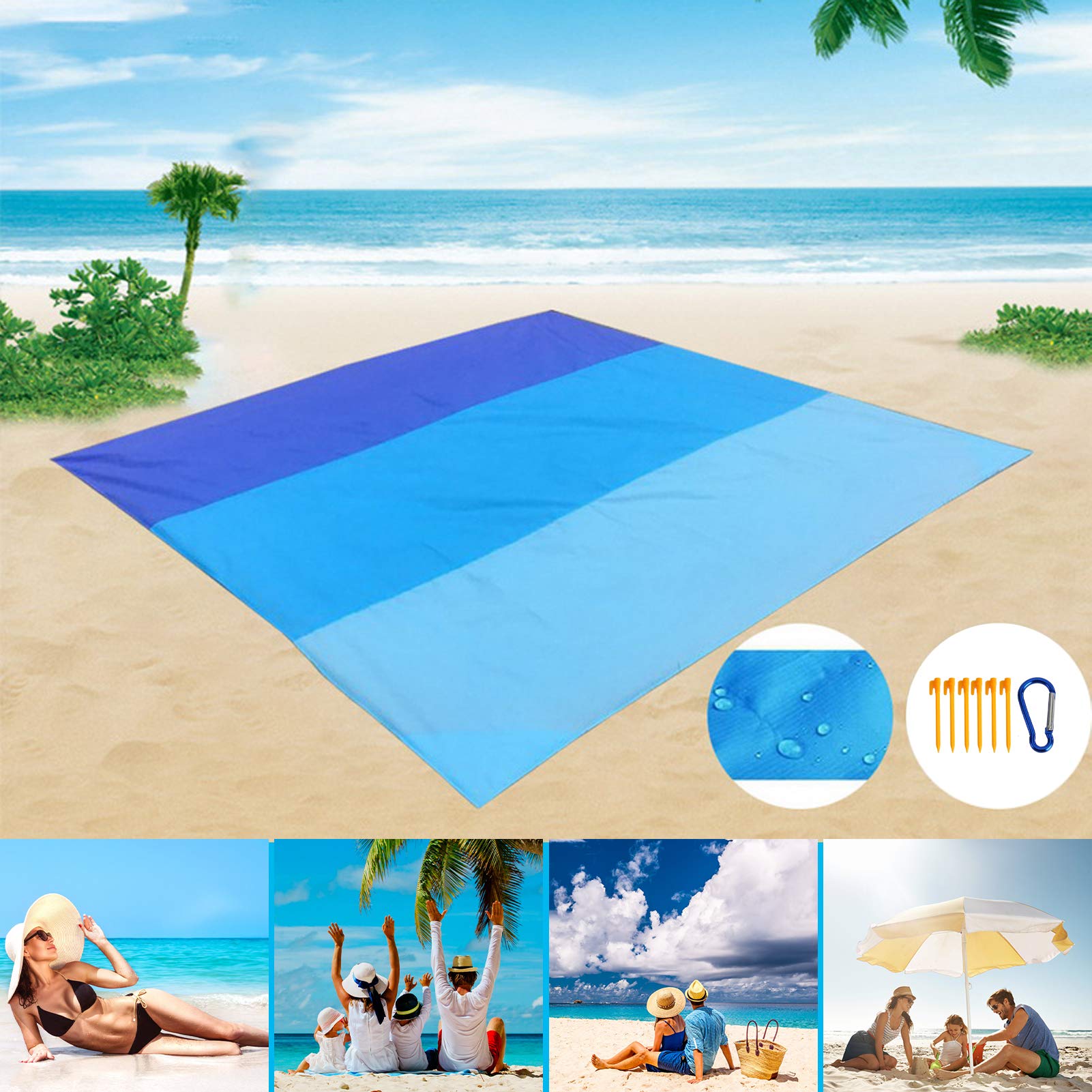 Couverture De Pique-nique En Plein Air, Tapis De Plage Portable Extra Large, Résistant Au Sable Et Imperméable Pour Camping, Randonnée, Festivals (D