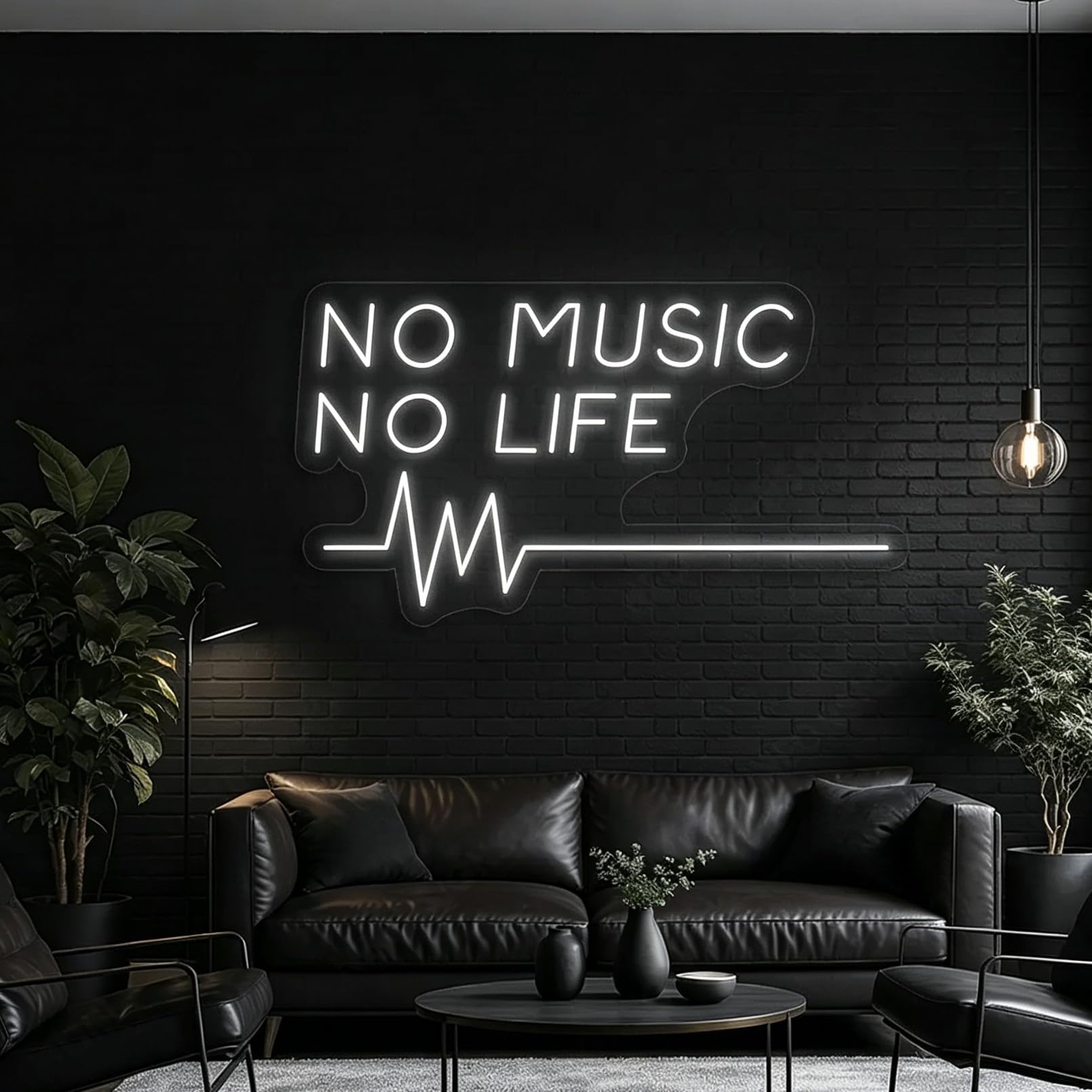 No Music No Life Insegna al neon personalizzata Musica LED Luce al neon Battito cardiaco Neon Lampada da parete per camera da letto Studio Bar Club Decor Regalo per gli appassionati di hobby
