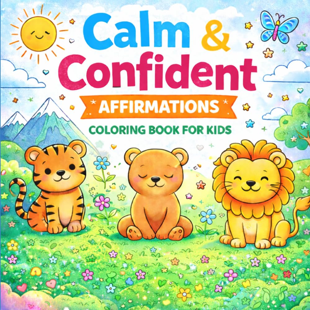 Calm & Confident: Affirmations Coloring Book for Kids: Simple & Cute Pages to Build Confidence, Calm & Self-Love