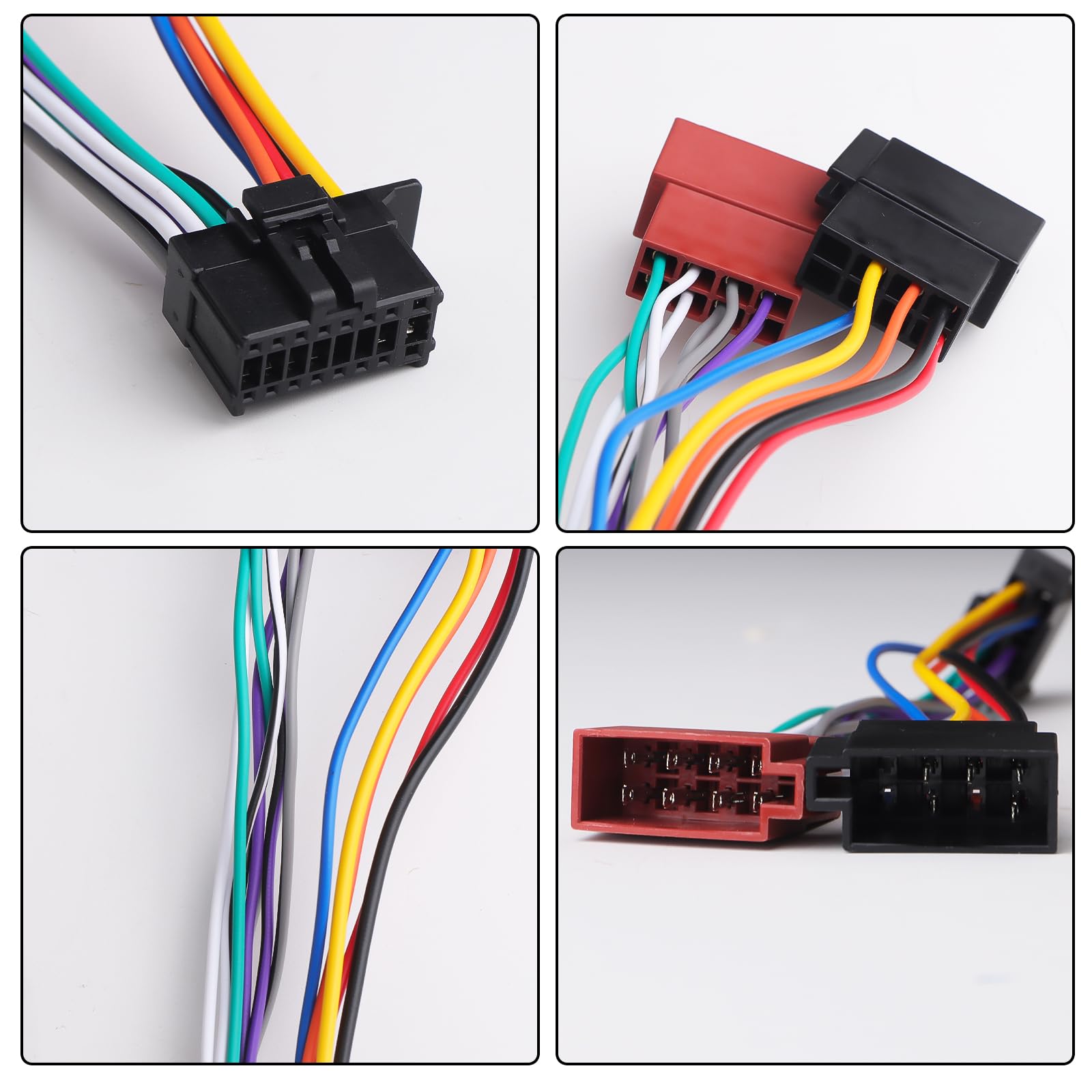 Adaptateur Branchement Autoradio, Câble Adaptateur 16 Broches Vers Iso Avec Lignes De Commande Au Volant Et Ligne De Commande Inverse Pour Prise Standard Iso Stereo De Voiture Android