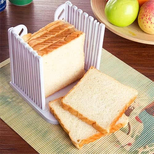 Miniatura 2 de Guía de corte de tostadas ajustable para pan casero, rebanador de pan de plástico para rebanar pan, herramientas plegables de cocina para hornear