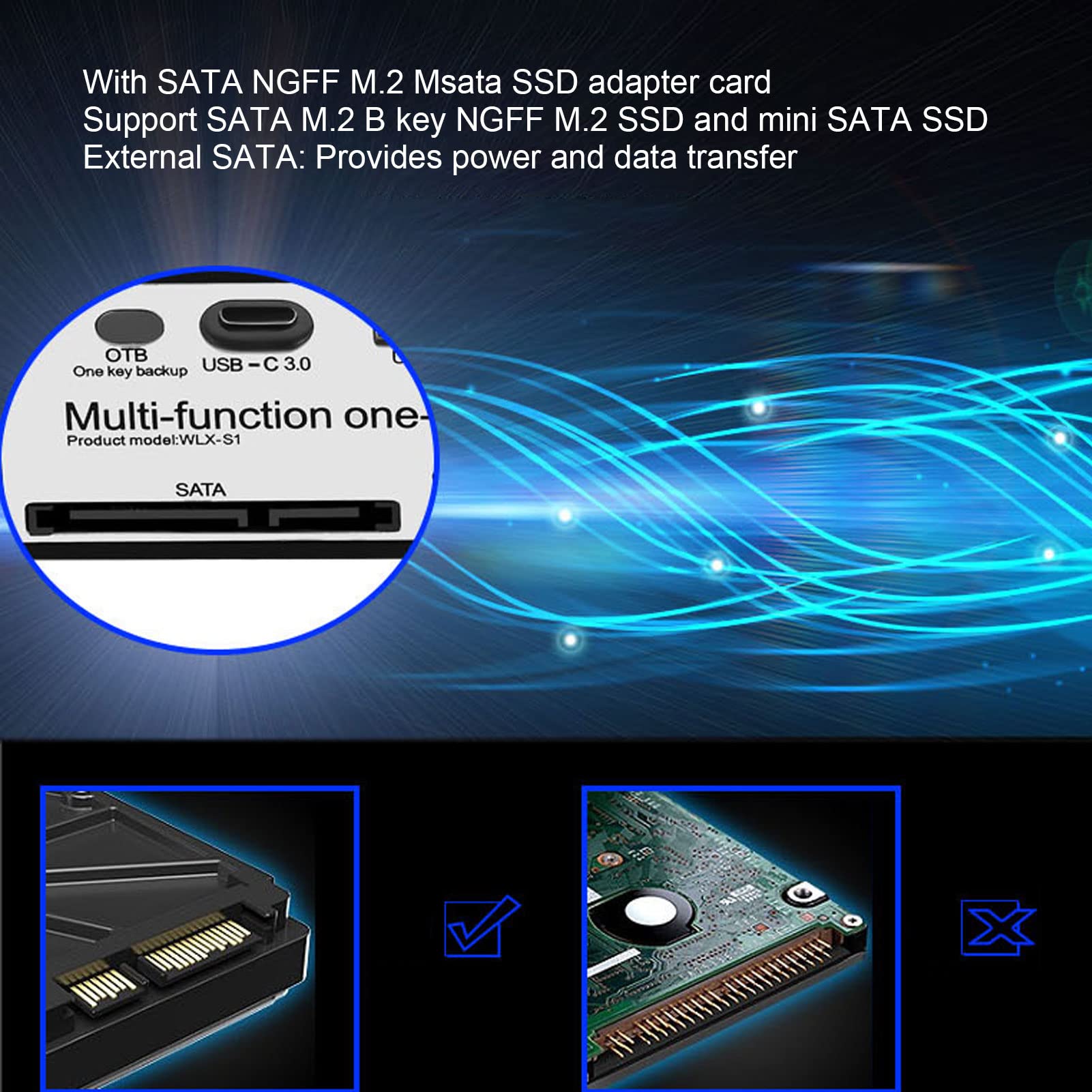 PC-voorpaneel, Mediadashboard, NGFF M.2 MSATA 16TB OTB Back-up met één
