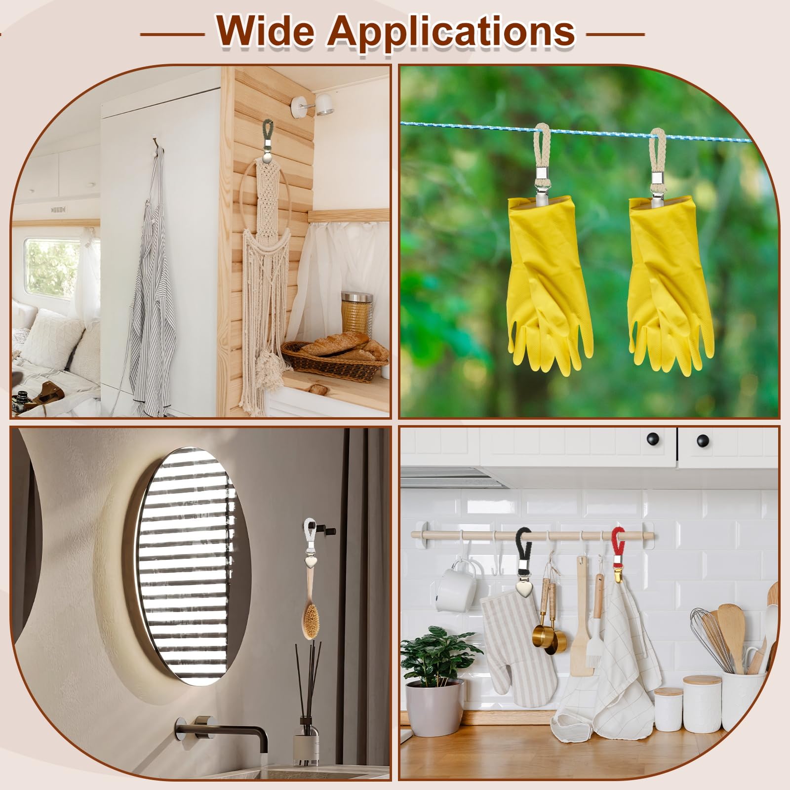PATIKIL 5 Pezzi Clip Per Strofinacci Appendibili, 0.9" Larghezza Anello In Cotone Intrecciato Con Pinze In Metallo Dorato Per Cucina Bagno Campeggio Organizzazione Appendere Attrezzo