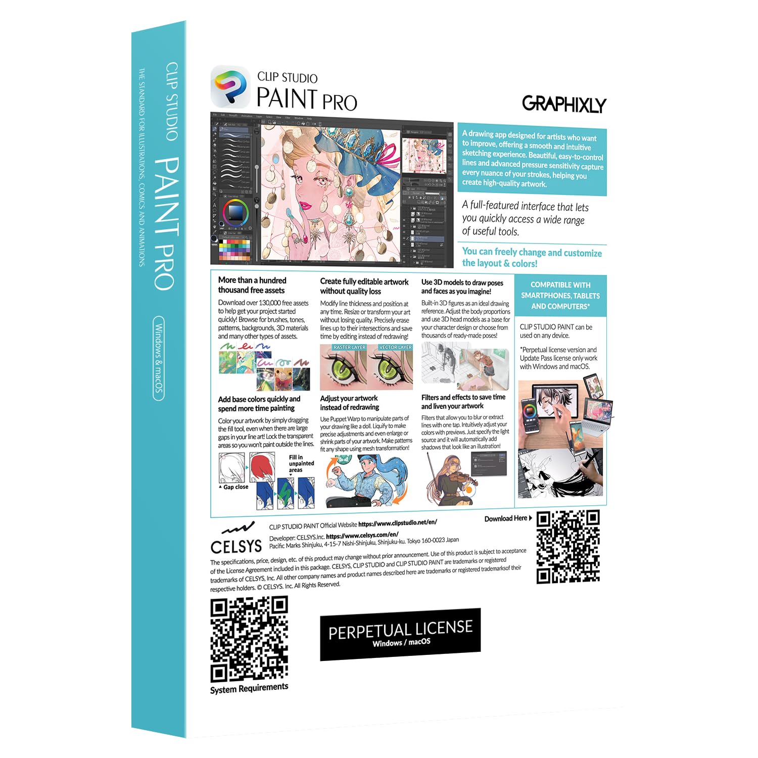 CLIP STUDIO PAINT PRO - Version 5 | Licence perpétuelle | pour Windows et macOS