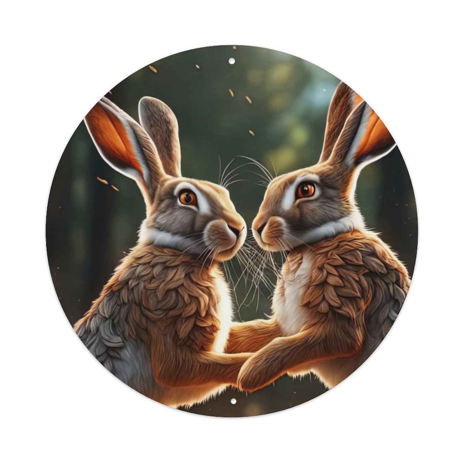 Animal Artwork Two Little Rabbits Vintage Metal Tin Sign Plaque Wall Decor for Cafe, Club Bar, Office, Garden Metal Poster 8x8Inch