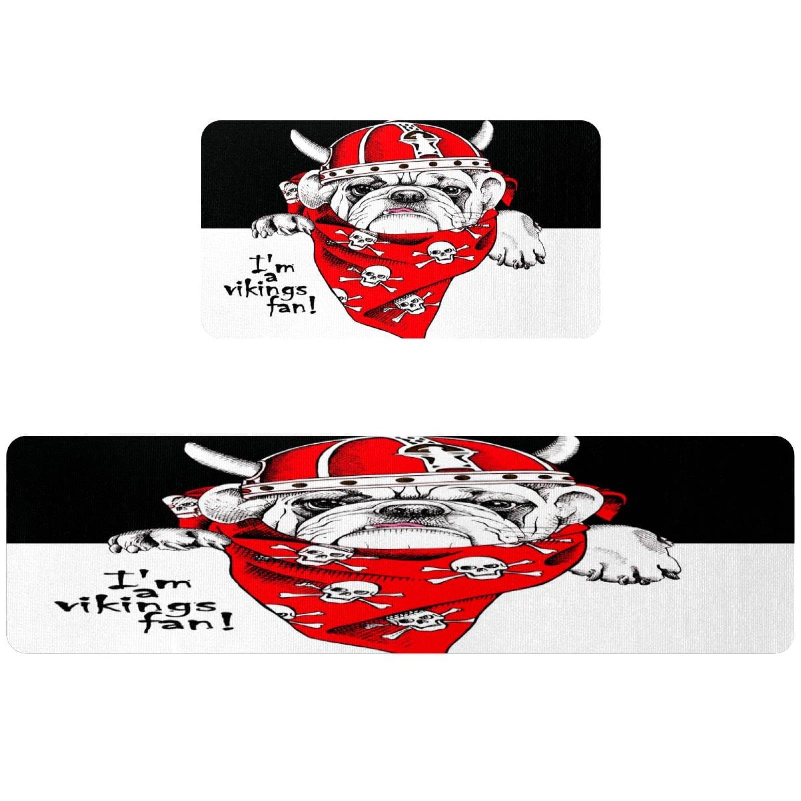 2 Tapetes de cocina de bulldog y calavera roja alfombras antideslizantes