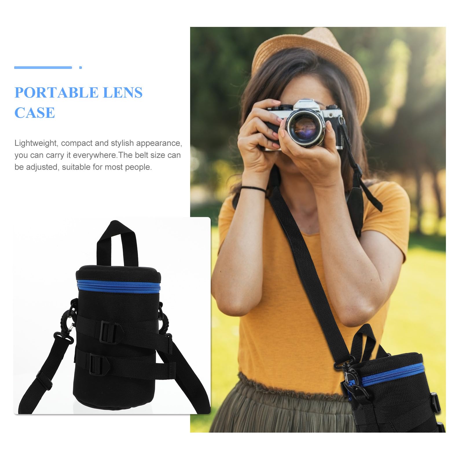 Ipetboom Borsa Porta Obiettivo per Macchina Fotografica Reflex Compatta in Poliestere Nero Cintura, per Fotografi in Movimento