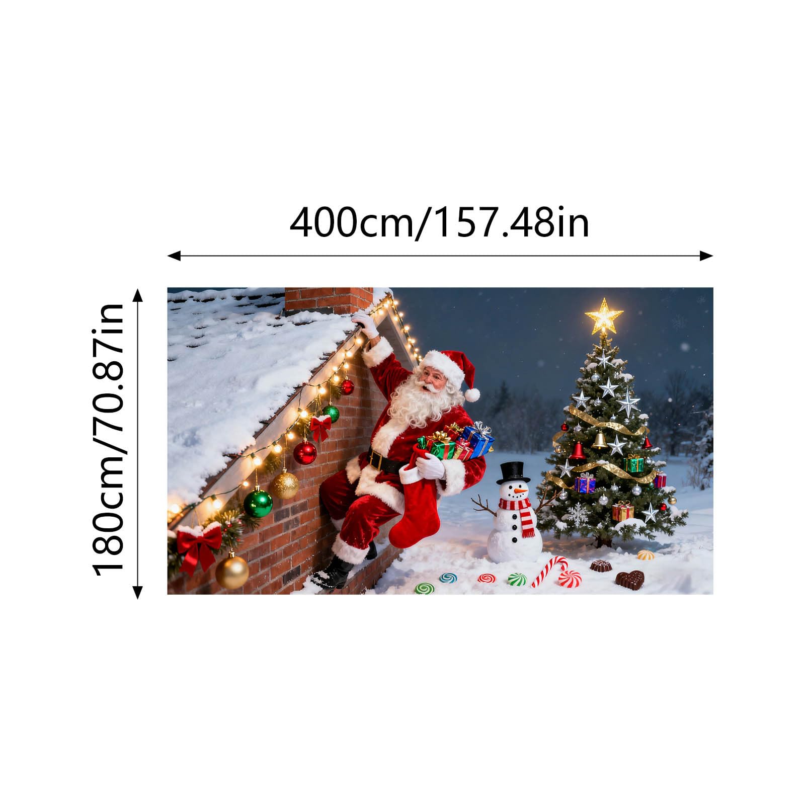 Banner Christ Mas Garage Door Garage Banner Santa Snowman Christmas Festive Outdoor Hanging Sign Winter Holiday Party Large Background Mural Suitable for Home Outdoor Indoor Party Wall