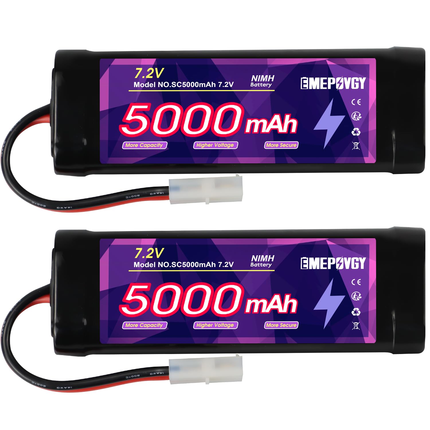 EMEPOVGY 7.2V 5000mAh NiMH 2-Pack