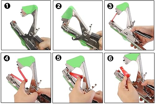 Miniatura 2 de Hovico - Máquina para atar plantas de jardín con 10 rollos de cinta y una caja de grapas para viñedo, para verduras, uva, tomate, pepino, pimiento y