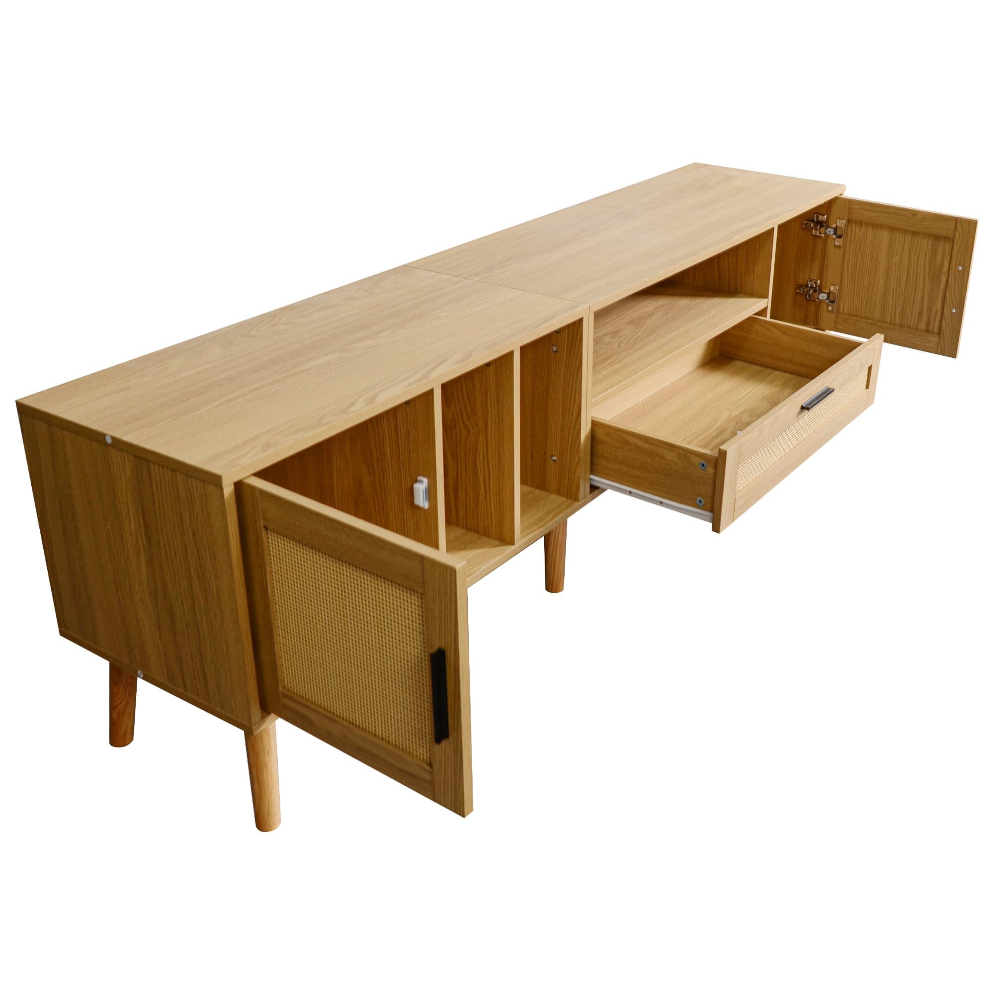 HOME DECO FACTORY, HD0088, Laag tv-meubel, Klaus-model, Natural Crush-collectie, eigentijds meubilair, meubel, tv-meubel, 117 x 48 x 40 cm, bruin