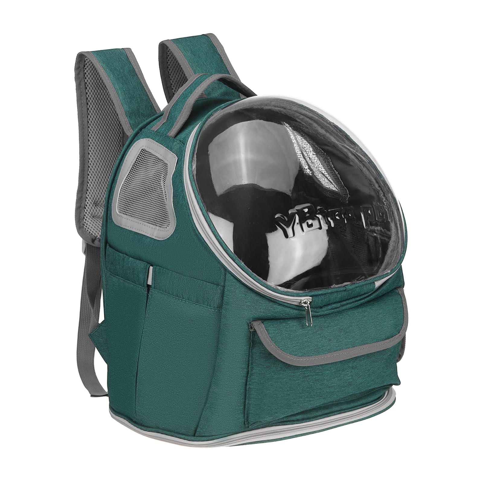 QUARKZMAN Mochila Transportadora para Mascotas, Portátil Y Ventilada, Tela Oxford, Bolsa De Viaje para Perros Y Gatos con Cubierta Transparente 13.39", (Verde, 1 Unidad)