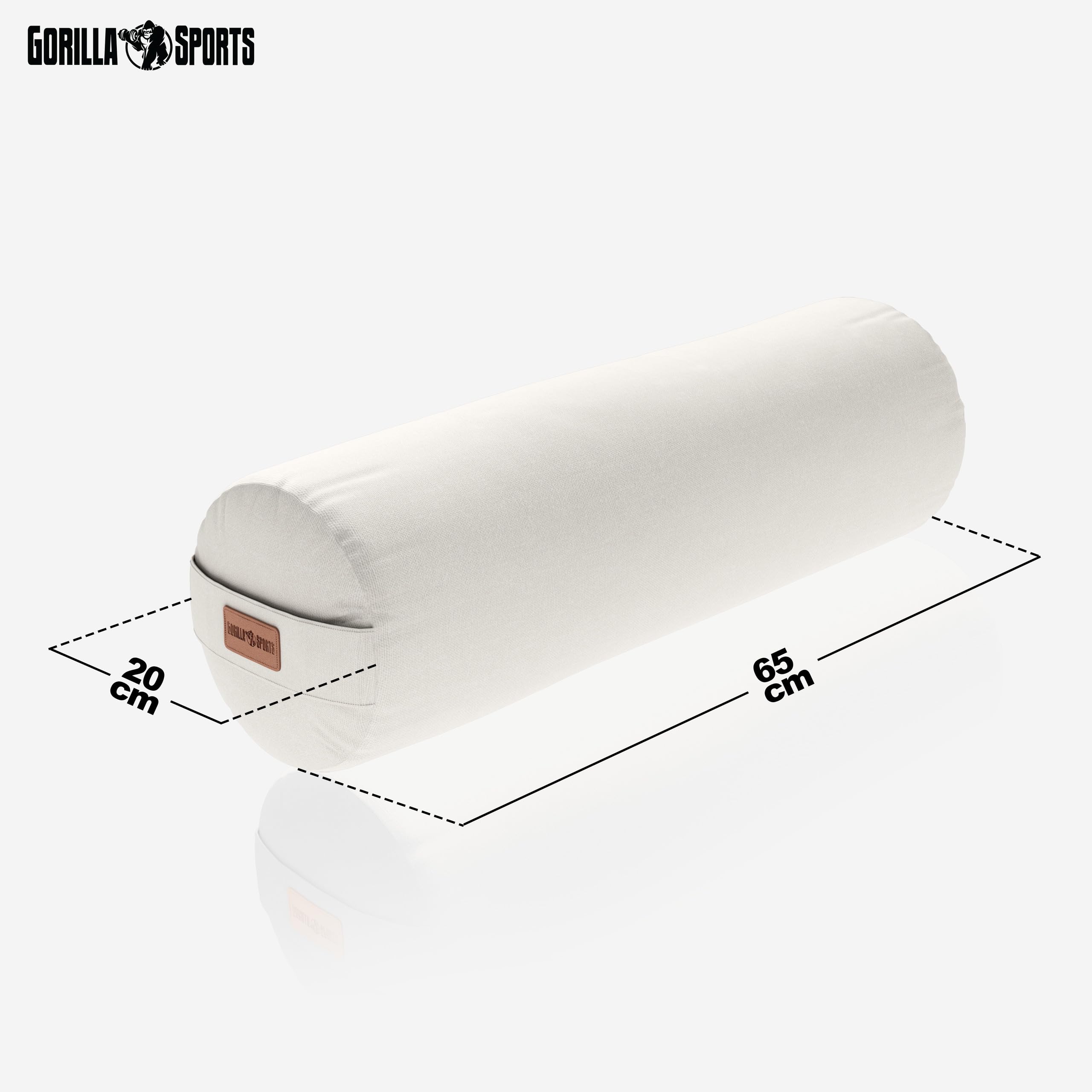 GORILLA SPORTS® Yoga Bolster - Ø20 cm, Waschbarer Bezug, aus 100% Baumwolle, mit Dinkelfüllung, Tragegriff, Farbawhl - Yogarolle, Yogakissen, Yogabolster, Pilates, für Restorative Yoga