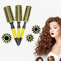 Kit 3 Escova de Cabelo Profissional Térmica Cerdas de Javali e Nylon 45mm 50mm 55mm para Modelagem, Volume e Redução de Frizz