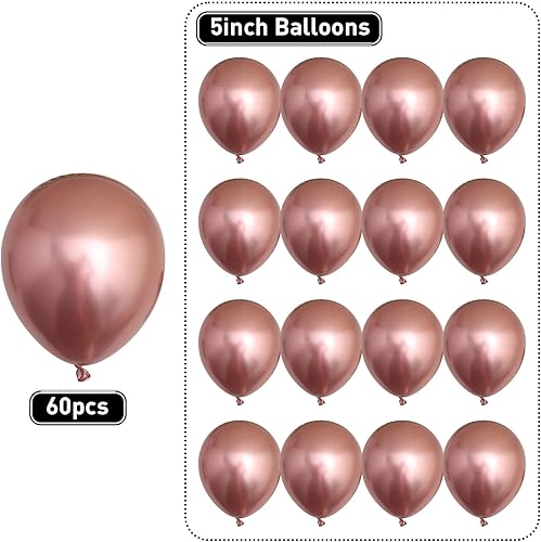 Miniatura 3 de 60 globos de látex de oro rosa metálico de 5 pulgadas para arco de guirnalda de globos, mini globos cromados de oro rosa para decoración de fiestas