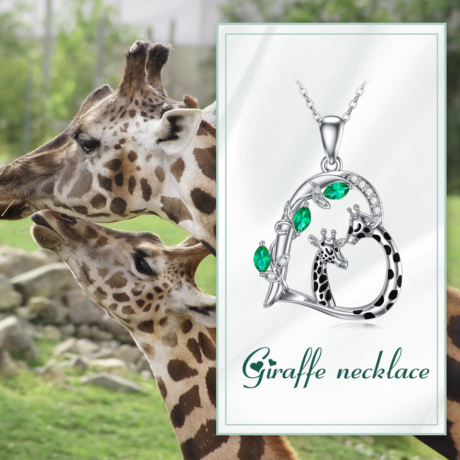 YFN Collana in Argento Sterling con Giraffa a Forma di Cuore, Regalo per Donne, Adolescenti, Ragazze, Amanti della Giraffa, Compleanno, 23*20mm, Argento