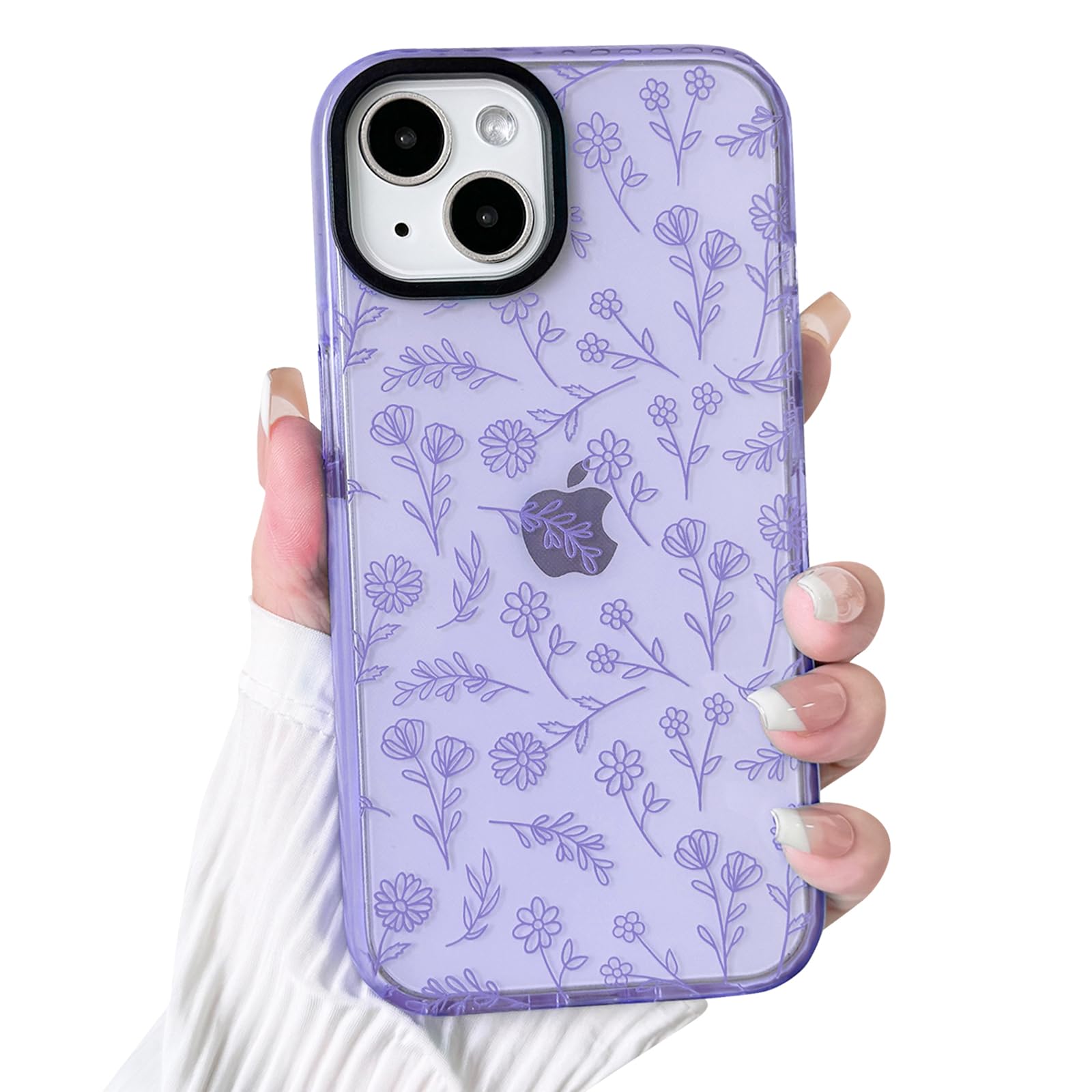 NITITOP Compatible for iPhone 13/14 Case Cute Flower Floral Clear for Women Girl Ultra Slim Crystal Shockproof Soft TPU Anti-Yellow Protective Phone
