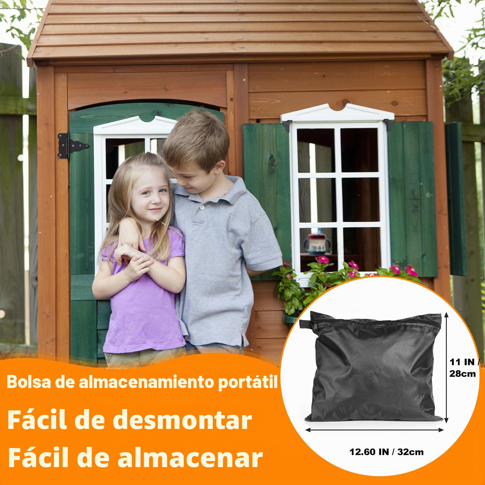 Funda para casa de juegos al aire libre impermeable, GRABADO 420D resistente para casa de juegos para niños, cubierta universal para casa de juegos en el patio trasero para niños pequeños, más fácil