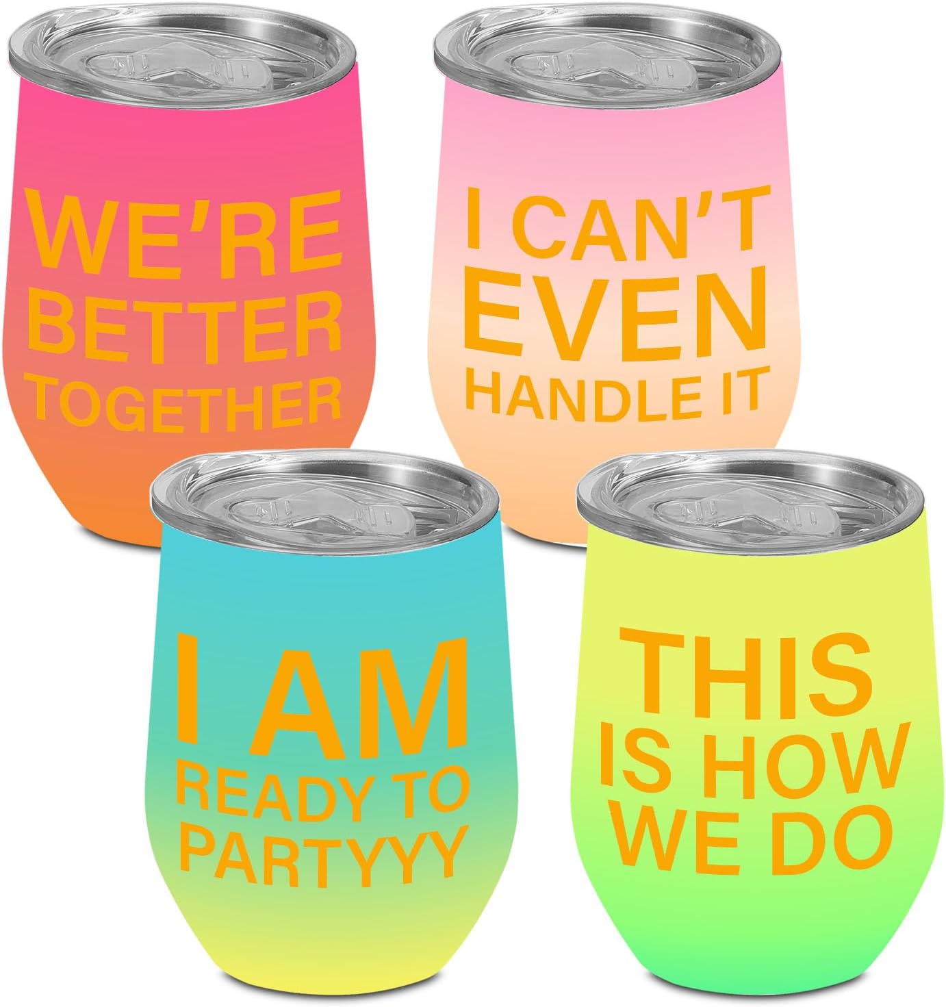 BQXH 4 Pcs Girls Trip Wine Tumbler With Lid, 12OZ Stainless Steel Tumbler, Girls Trip Gifts Favors Insulated Coffee Cup, Travel Mug sisters Weekend Gifts for Friendship Vacation Wedding Party