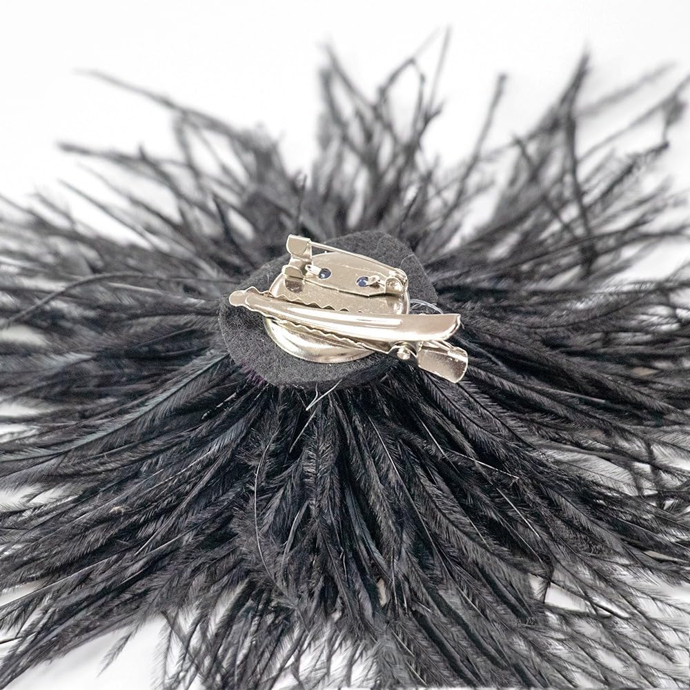 Whakano Elegante broche met veren voor dames, haarspeld, struisvogelveer, broche, vintage corsage, pak, trui, hemd, hoeden, clips voor dames, kledingaccessoires, voor bruiloft, banket, feest, bruin