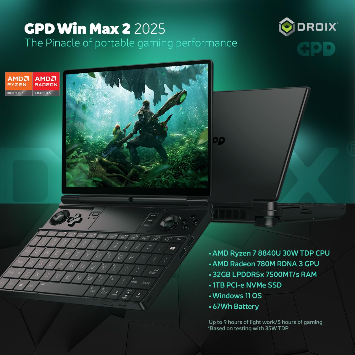 【ジャンク】GPD Win MAX 2 (2022) 1TB 32GB GPD PC portátil para jogos WIN MAX 2 2025 com AMD Ryzen 7 8840U
