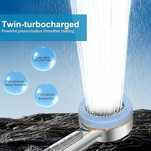 Miniatura 5 de Cabezal de ducha filtrado con 3 modos de pulverización de alta presión, cabezal de ducha con filtros, filtros suavizantes de agua, elimina el cloro,