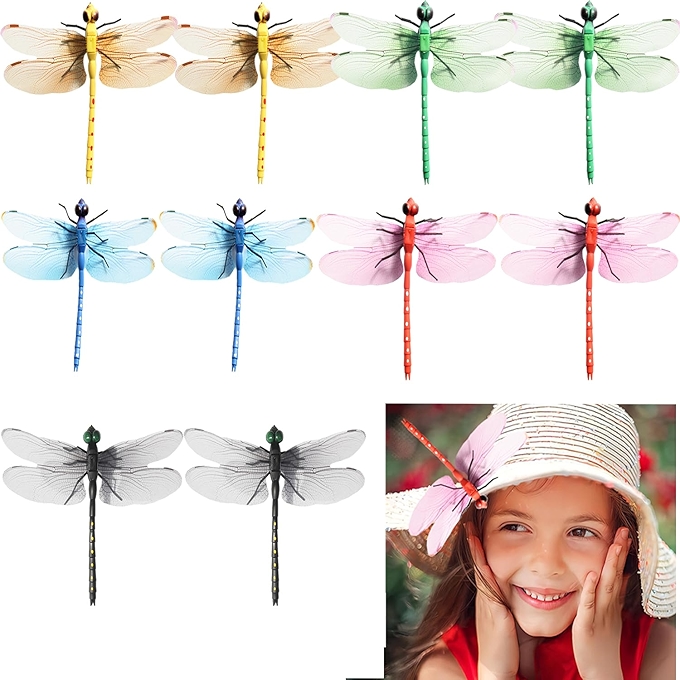 龙蜻蜓发夹装饰5色天然有机主题防虫夹子