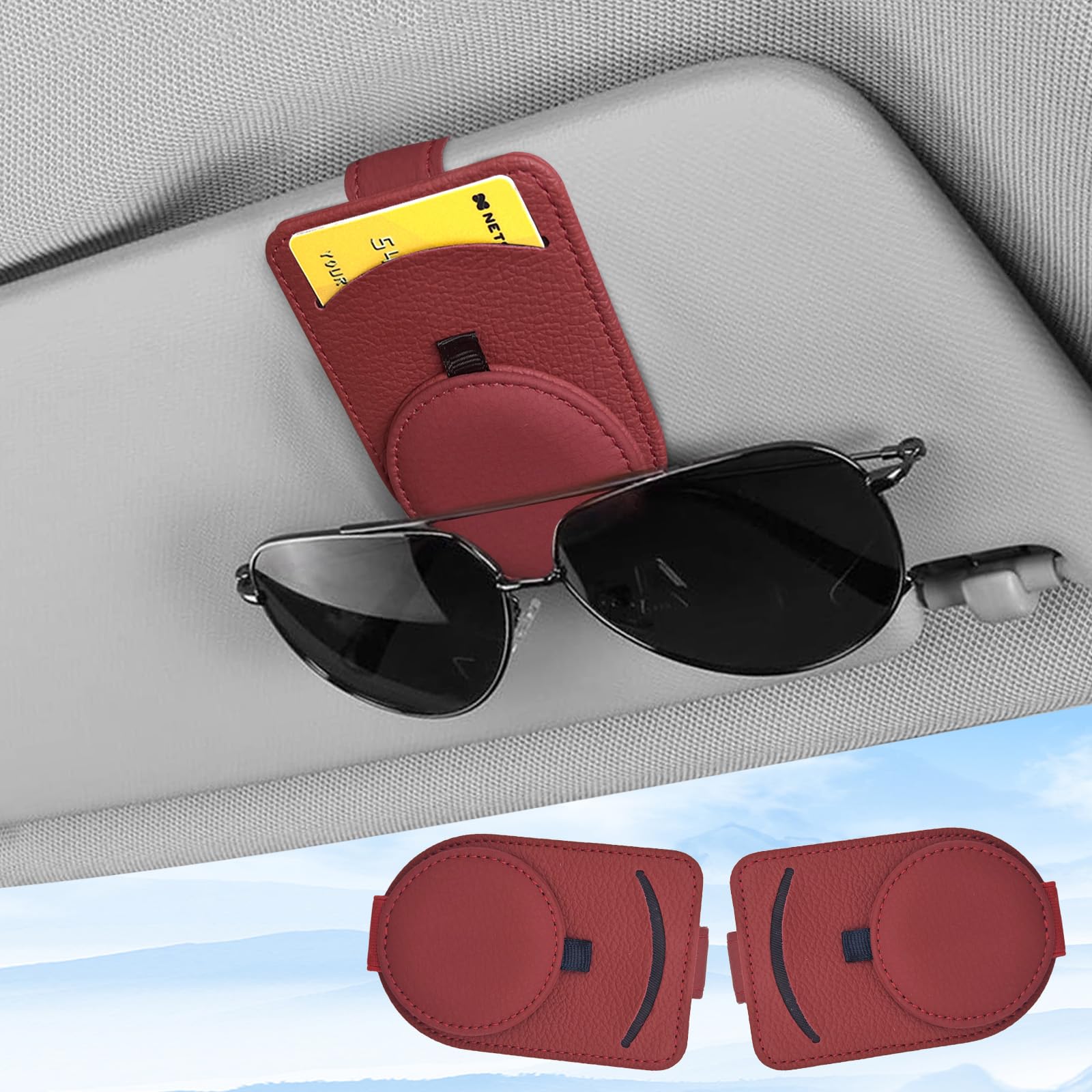 Magnetischer Brillenhalter Für Auto-Sonnenblende - Schwarz, Für Sonnenbrillen & Karten