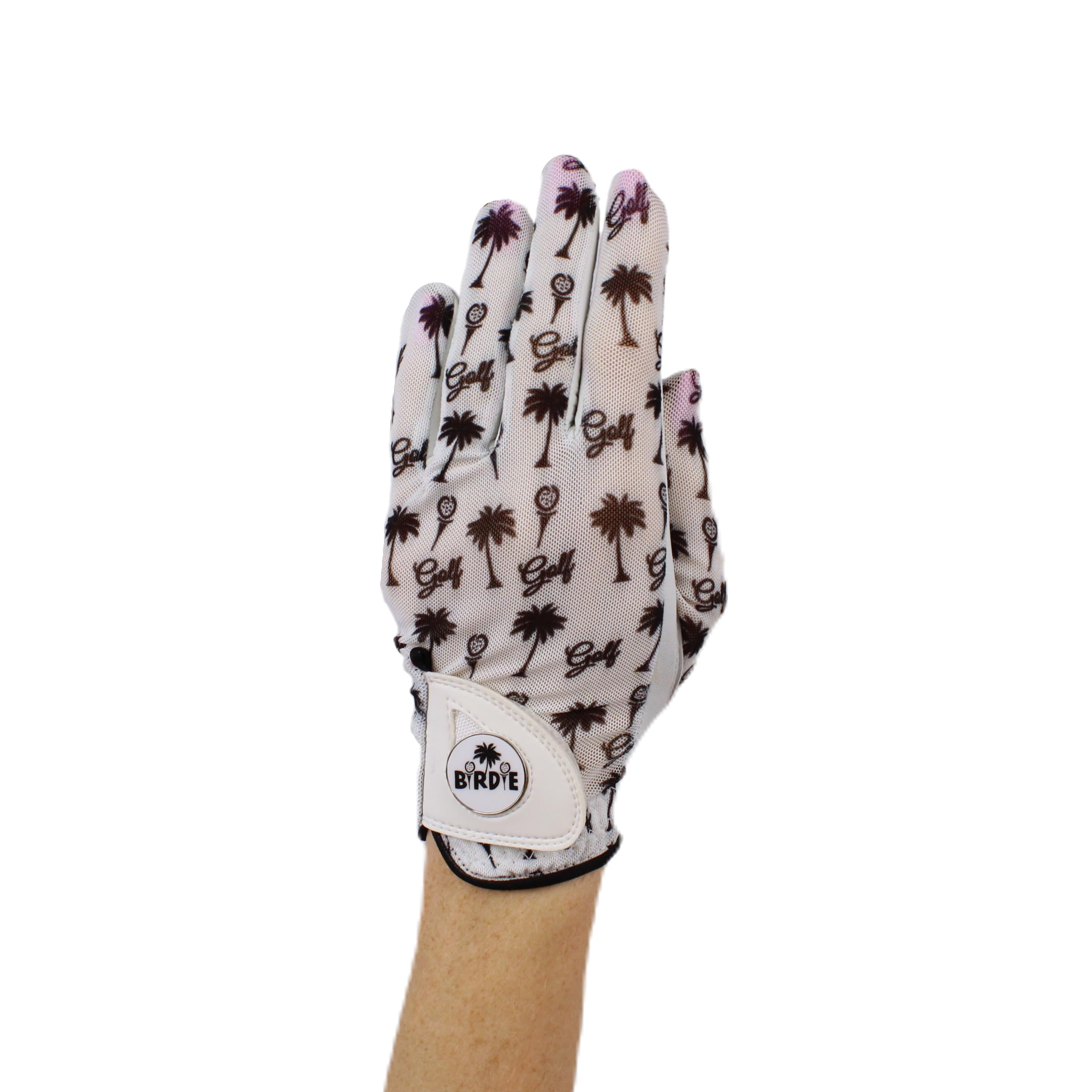 Hand Candy Golf Glove – Premium Cabretta Leather – “Birdie Golf” – Left Hand Women's Golf Glove with Matching Ball Marker (Medium)