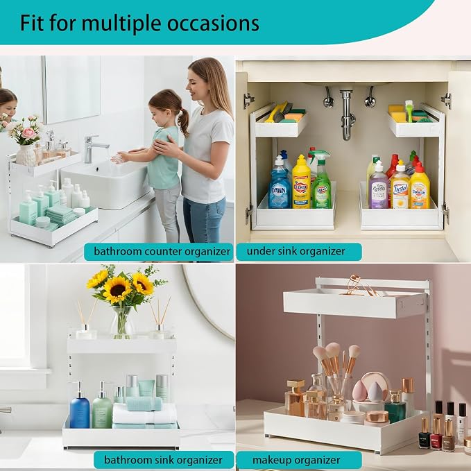Organizador Bajo Fregadero 2 Estantes Metal Blanco 2 Pzas miniatura 6