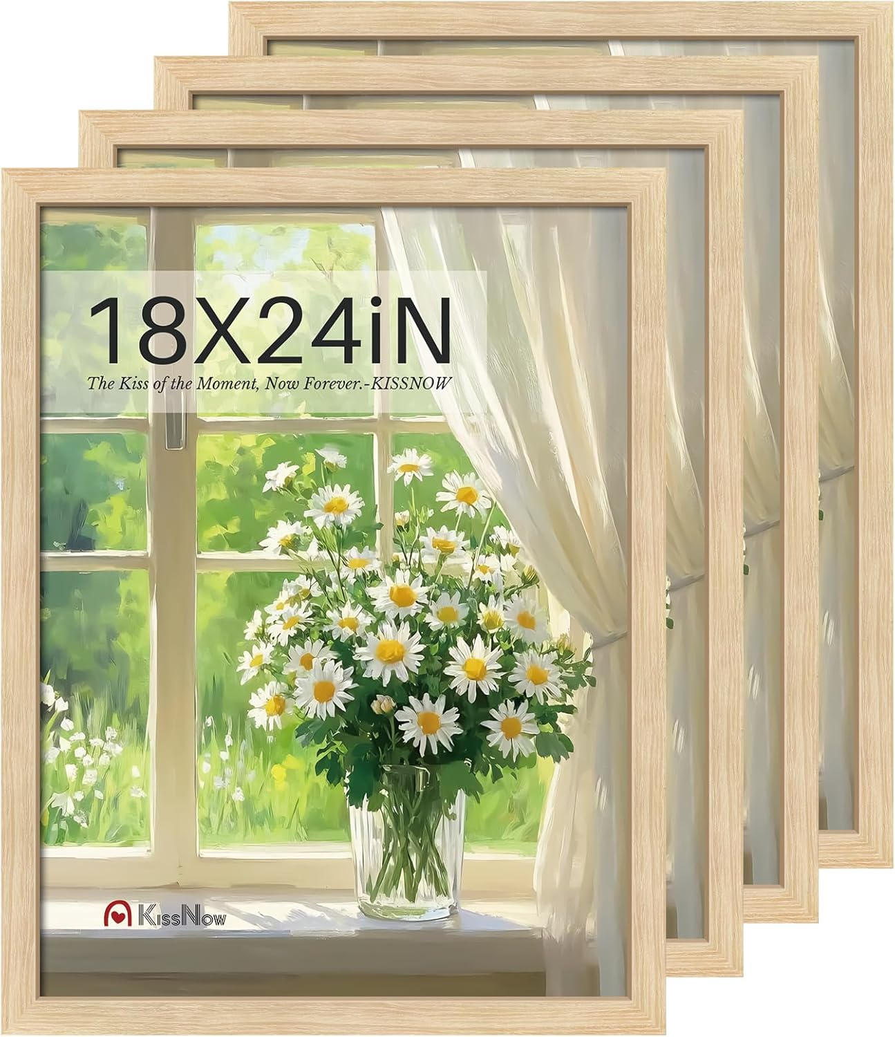 Photo 1 of  18x24 Poster Frame set of 4, Natural Oak Wood Picture Frame, Wall Hanging 
