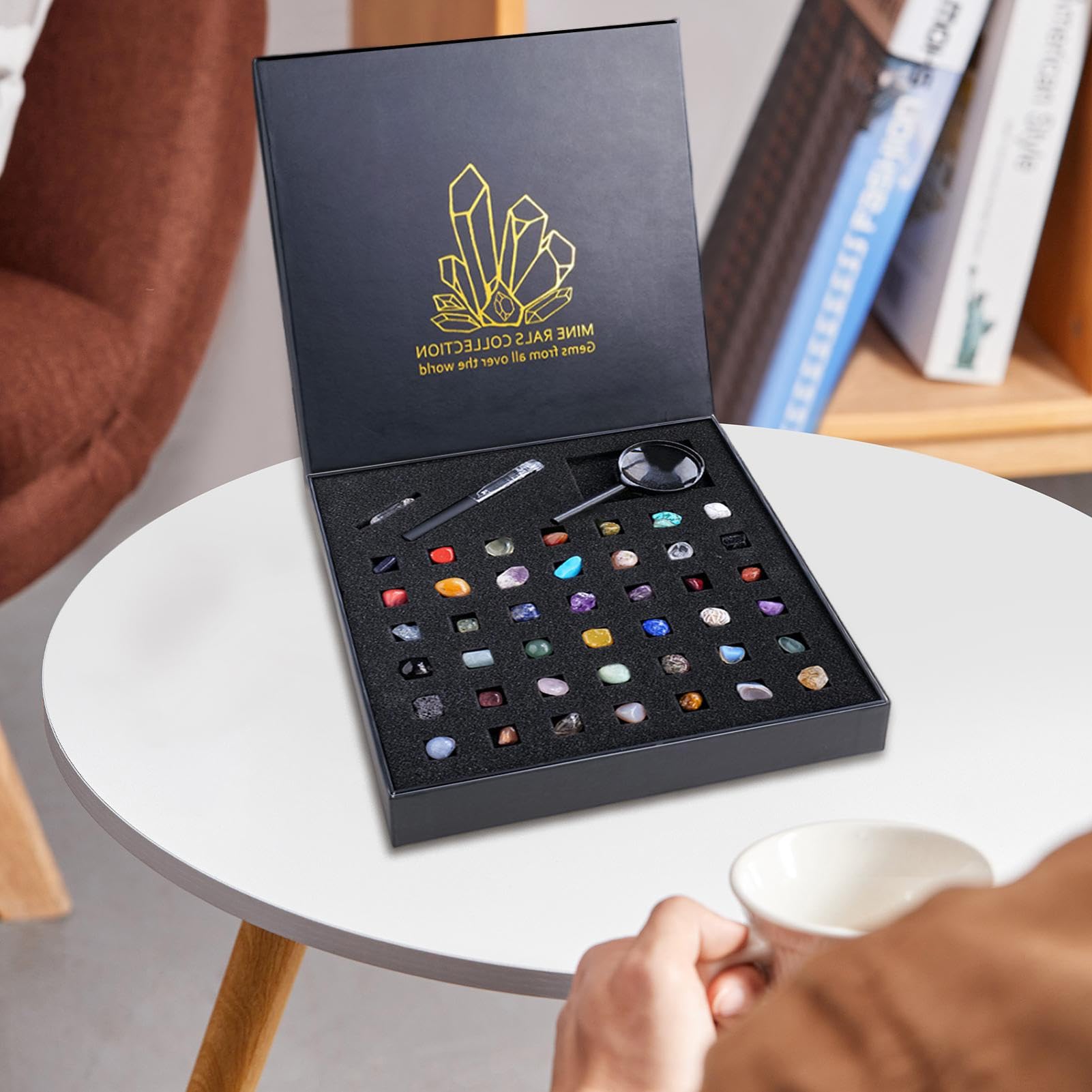 Kit Geologico Geologico per – Collezione di rocce minerali, scatola di campioni | STEM Educational Scientific Learning Set con Pietre preziose Natur