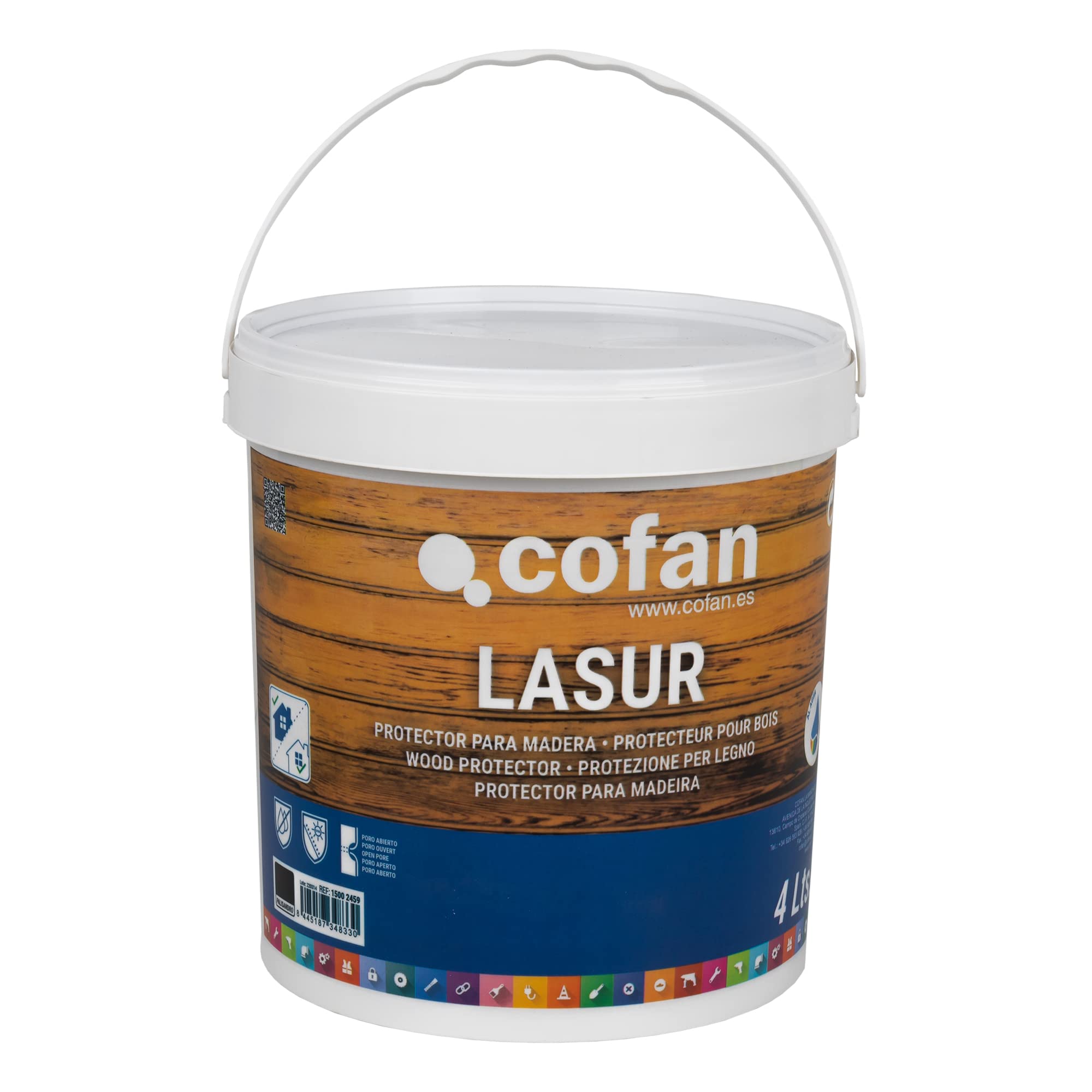 Cofan Lasur Protector al Agua para Madera | Color Palisandro con acabado Mate | Bote de 4 litros
