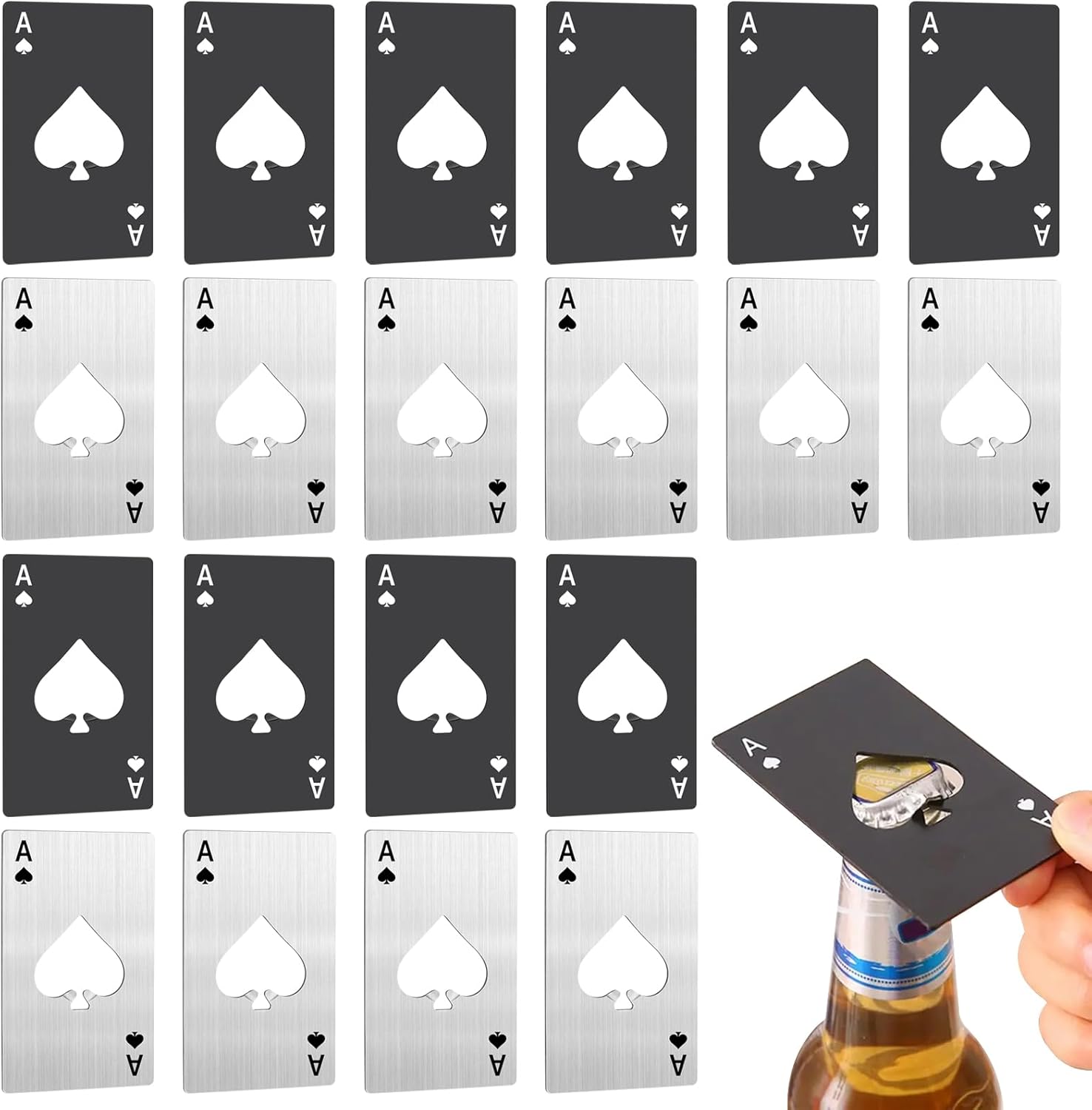50 Pcs Ace of Spades Bottle Openers, Stainless Steel, Personalized Poker Card Bottle Openers,Nice for Wedding Party Favors, Groomsmen Gifts & Bulk Bar Supplies