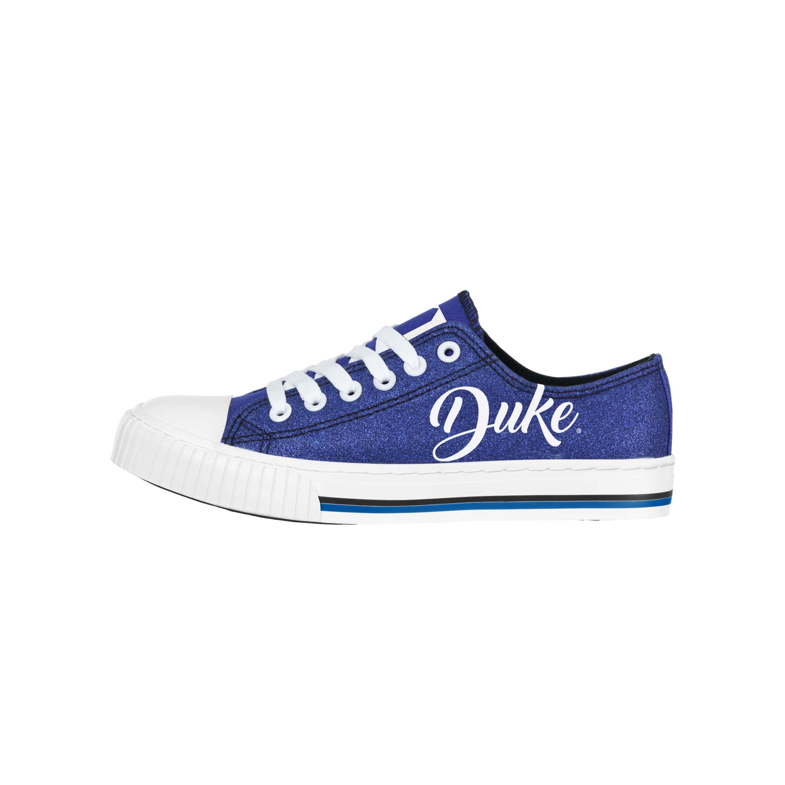 FOCO Duke Blue Devils NCAA Womens Glitter Low Top Canvas Shoes - 9