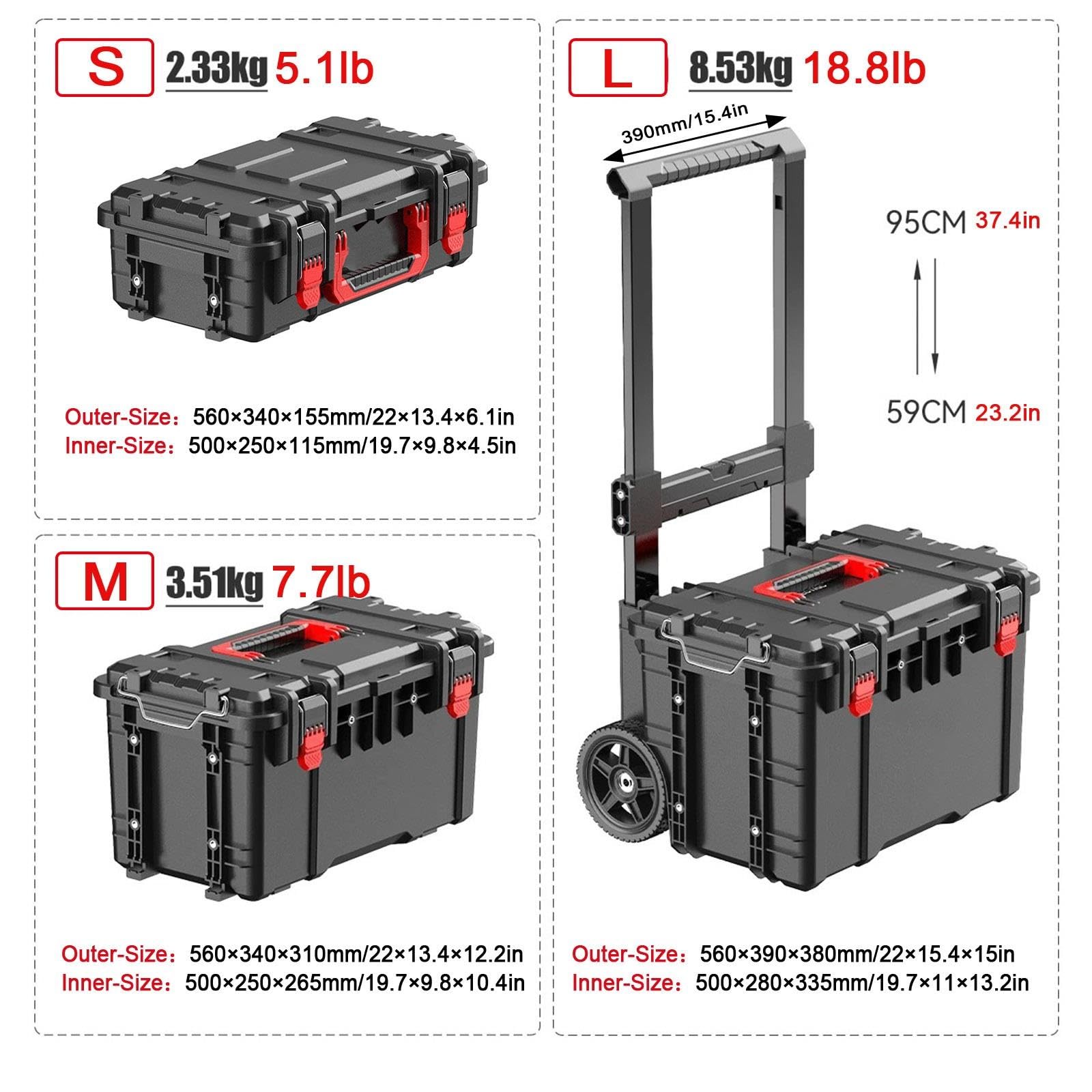 Caisse Outil Rangement Outil Modulaire Roulant avec Poignée