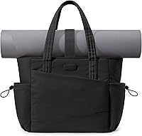 LOVEVOOK Women's Gym Tote Bag: Puffy Yoga Mat Carrier with 40oz Cup Holder, Wet Pocket & Laptop Sleeve for Workout, Work, Travel