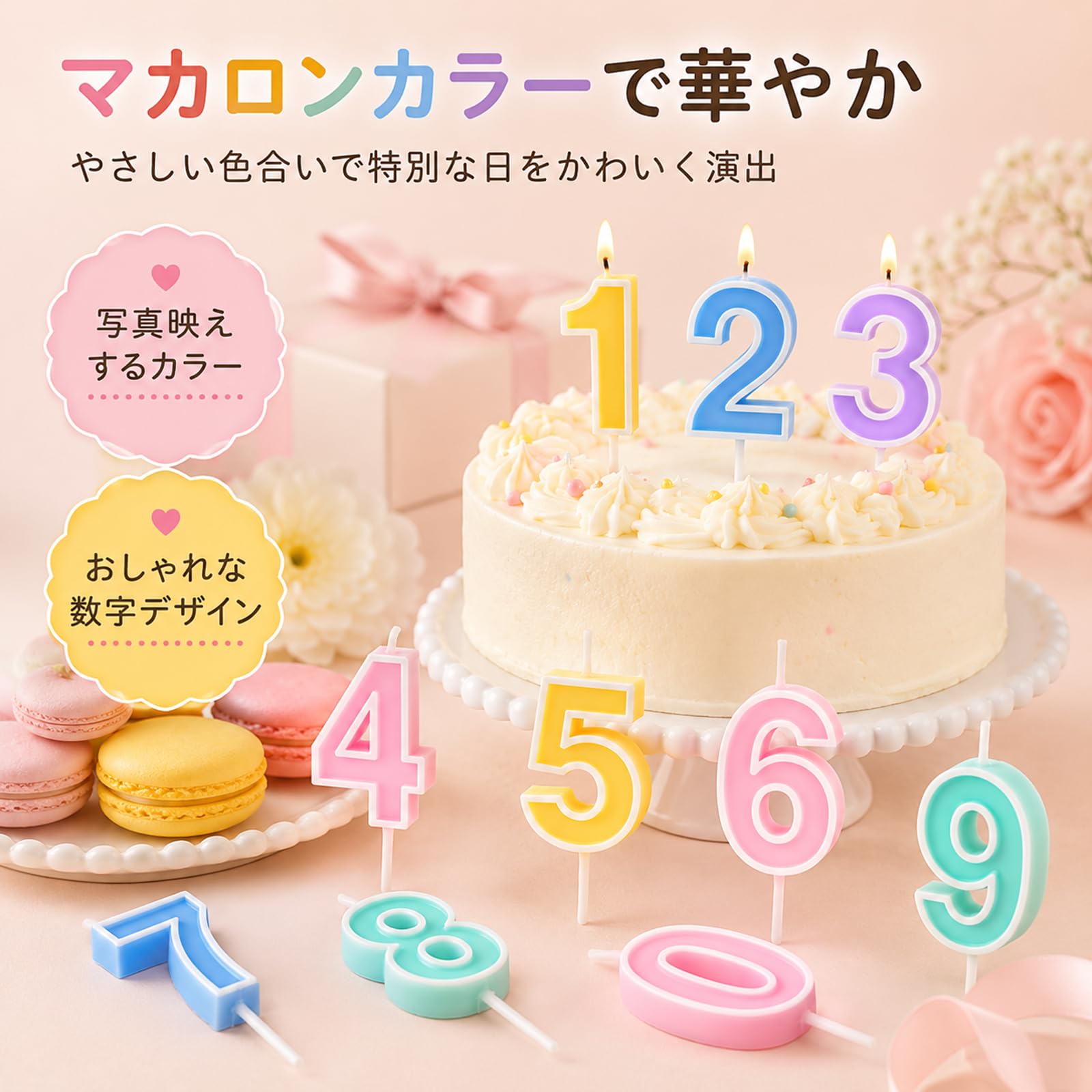 Amazon.co.jp: バースデーナンバーキャンドル 0～9 10点セット