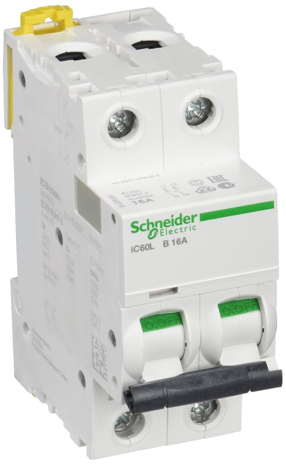 Schneider Electric a9 °F93216 ic60l Circuit Breaker, Acti9, Curvature B, 2P, 85 mm Height x 36 mm width x 78.5 mm depth